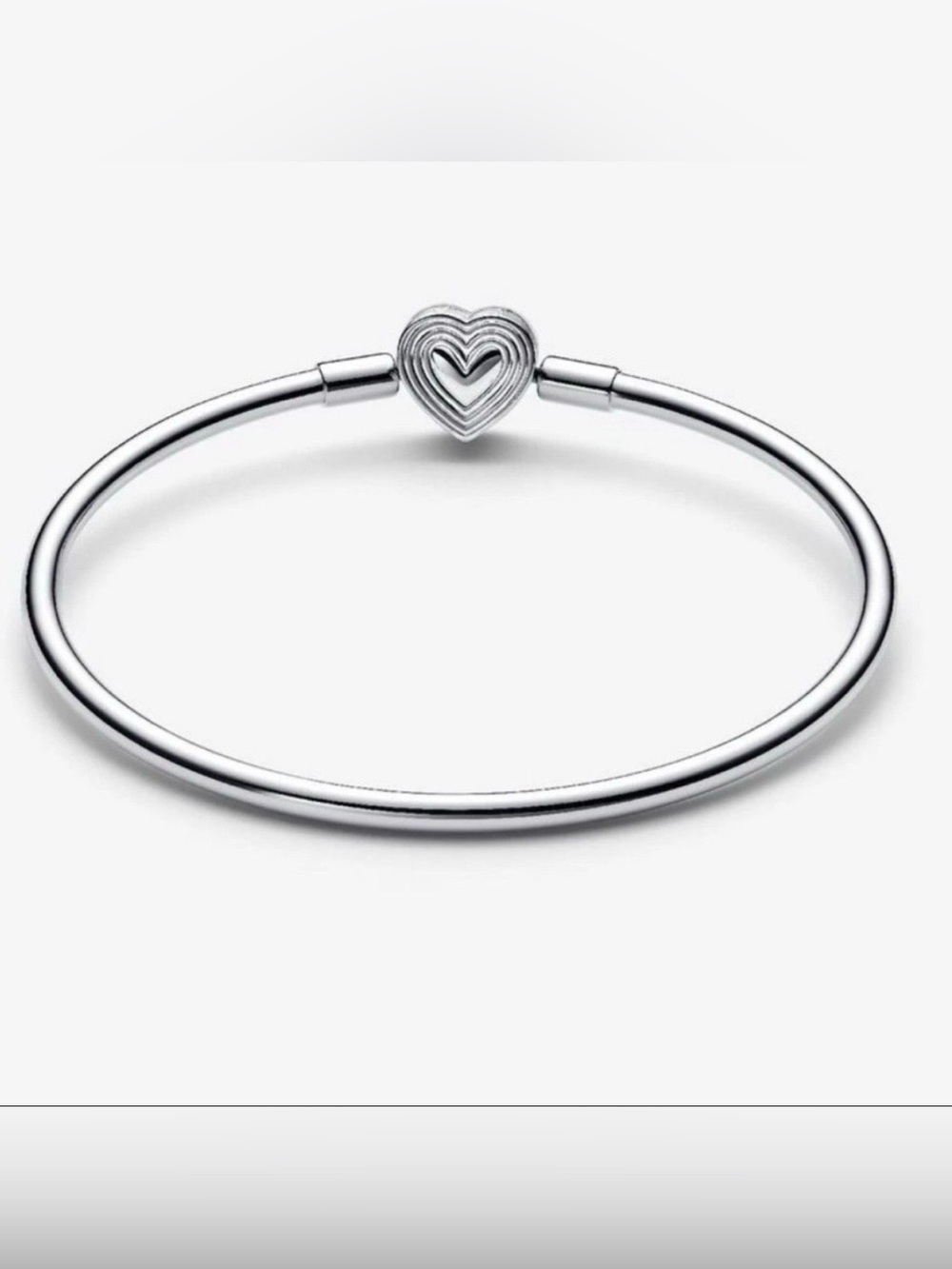 PANDORA Radiating Heart Clasp Bangle Bracelet Sterling Silver 7.5”/19cm~Gift Box - Picture 2 of 9
